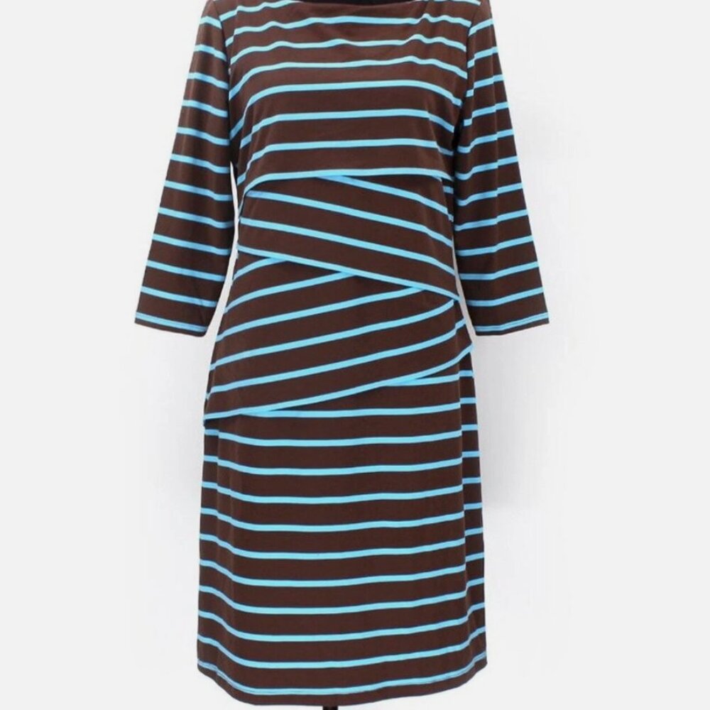J.McLaughlin Brown & Blue Striped Dress – Size M
